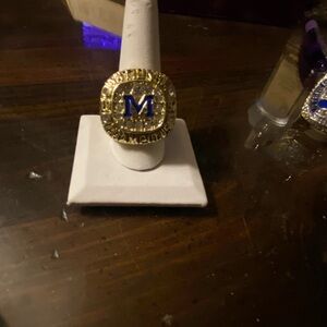 Michigan State University Gold plated Blue Championship Ring Size 11